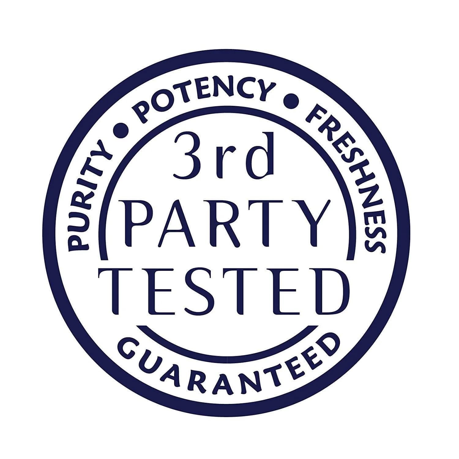 Made in USA with purity and potency guarantee on label