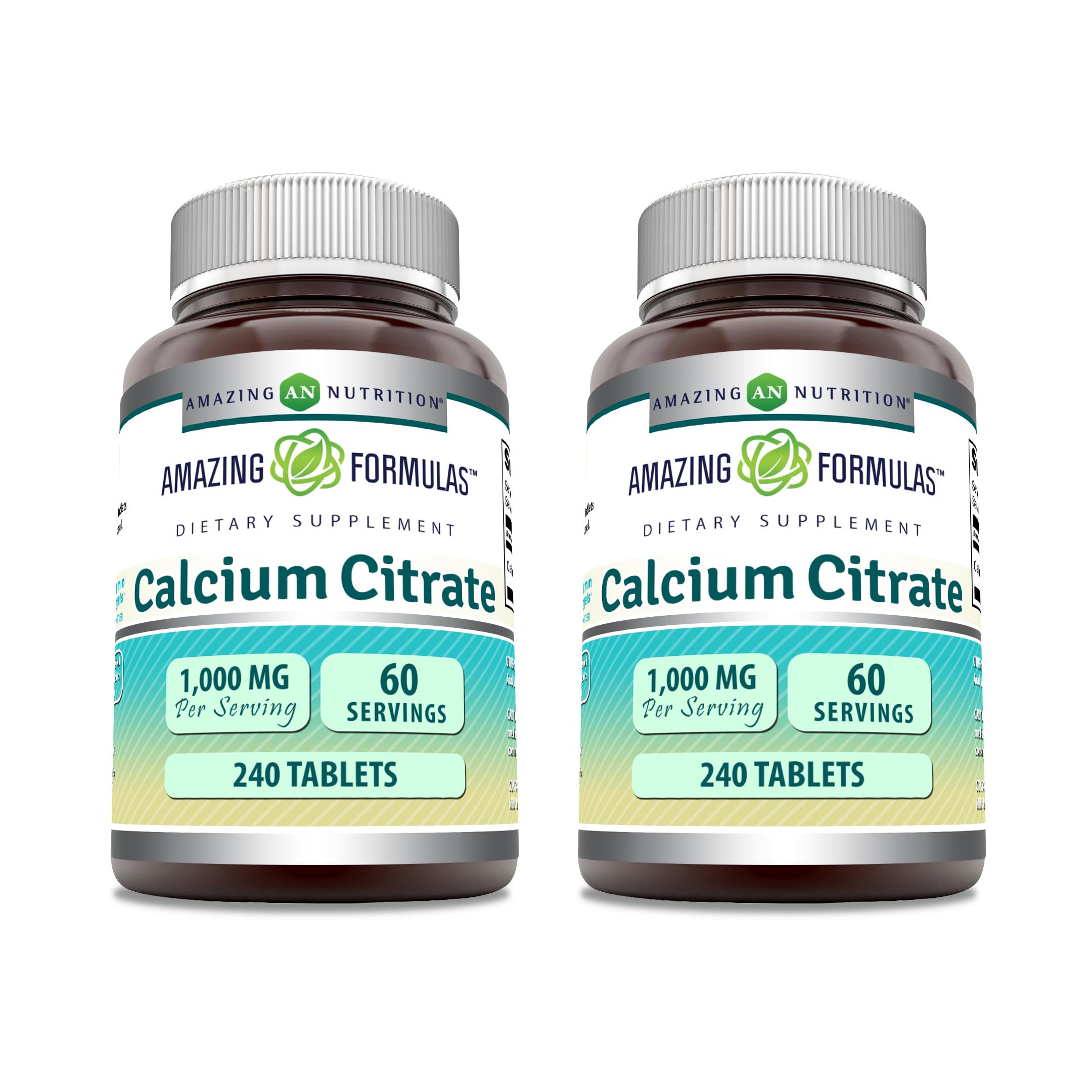 Front view of Amazing Formulas Calcium Citrate 1000 mg 240-count 2-pack bottle