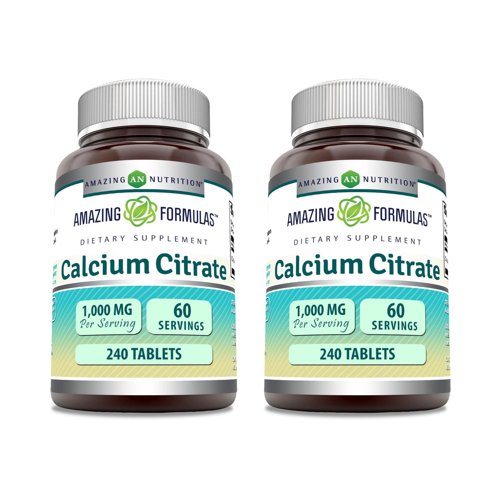Front view of Amazing Formulas Calcium Citrate 1000 mg 240-count 2-pack bottle