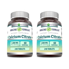 Front view of Amazing Formulas Calcium Citrate 1000 mg 240-count 2-pack bottle