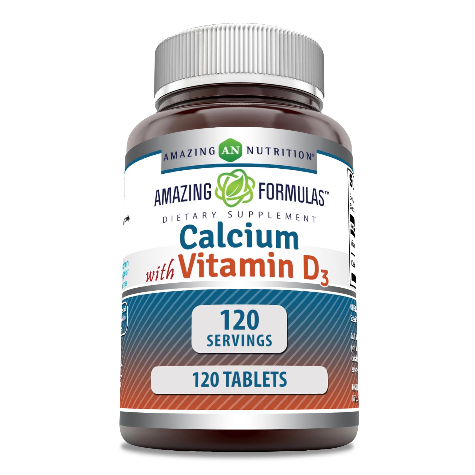 Front view of Amazing Formulas Calcium with Vitamin D3 bottle - 120 count