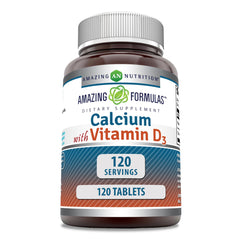 Front view of Amazing Formulas Calcium with Vitamin D3 bottle - 120 count