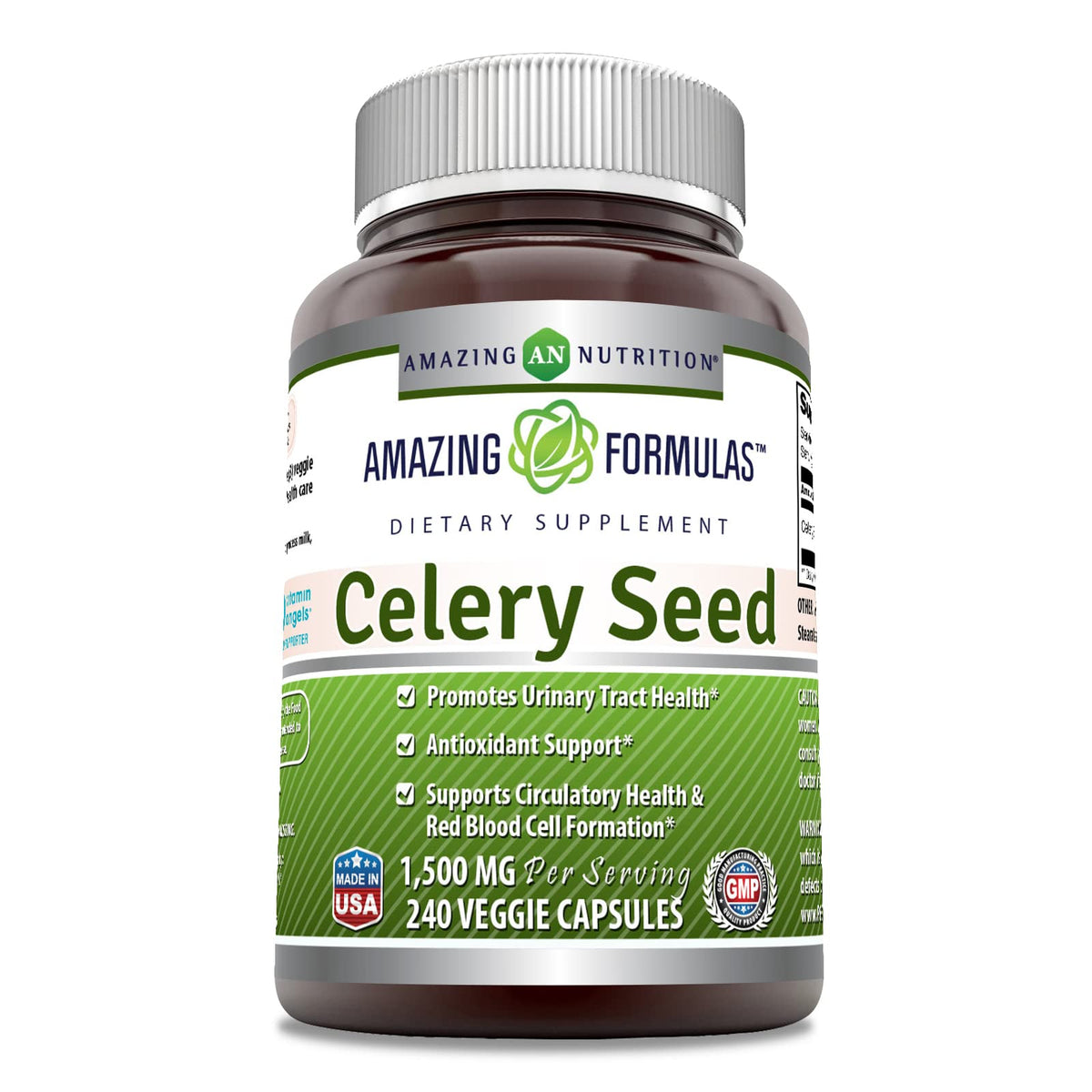 Amazing Formulas Celery Seed Extract Supplement - 1500 Mg, 240 Veggie Capsules