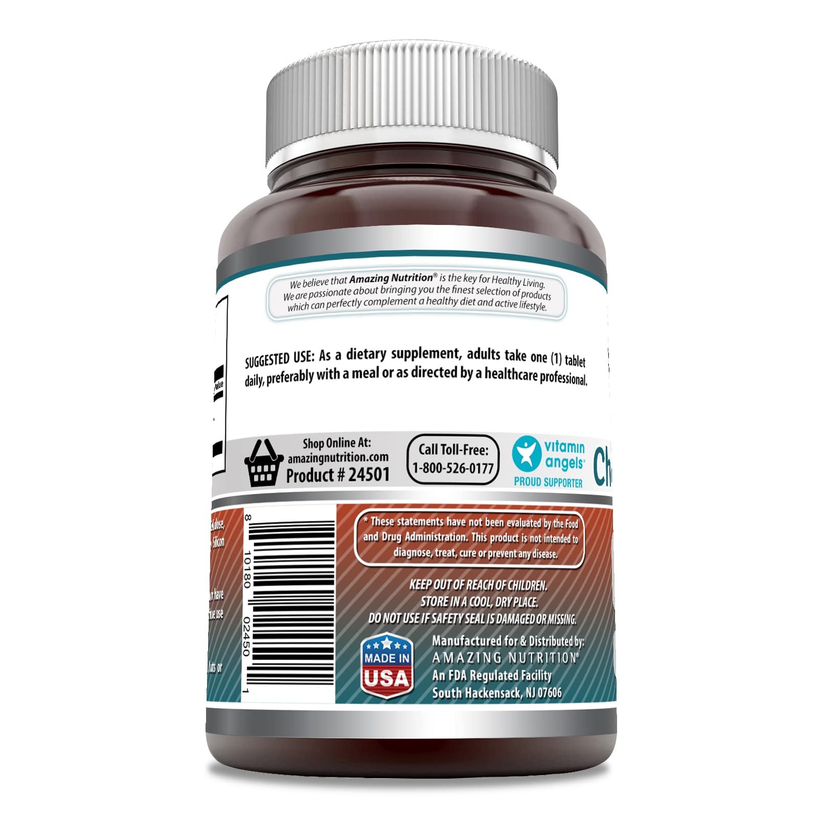 Choline Bitartrate bottle back label 650 mg 180 tablets