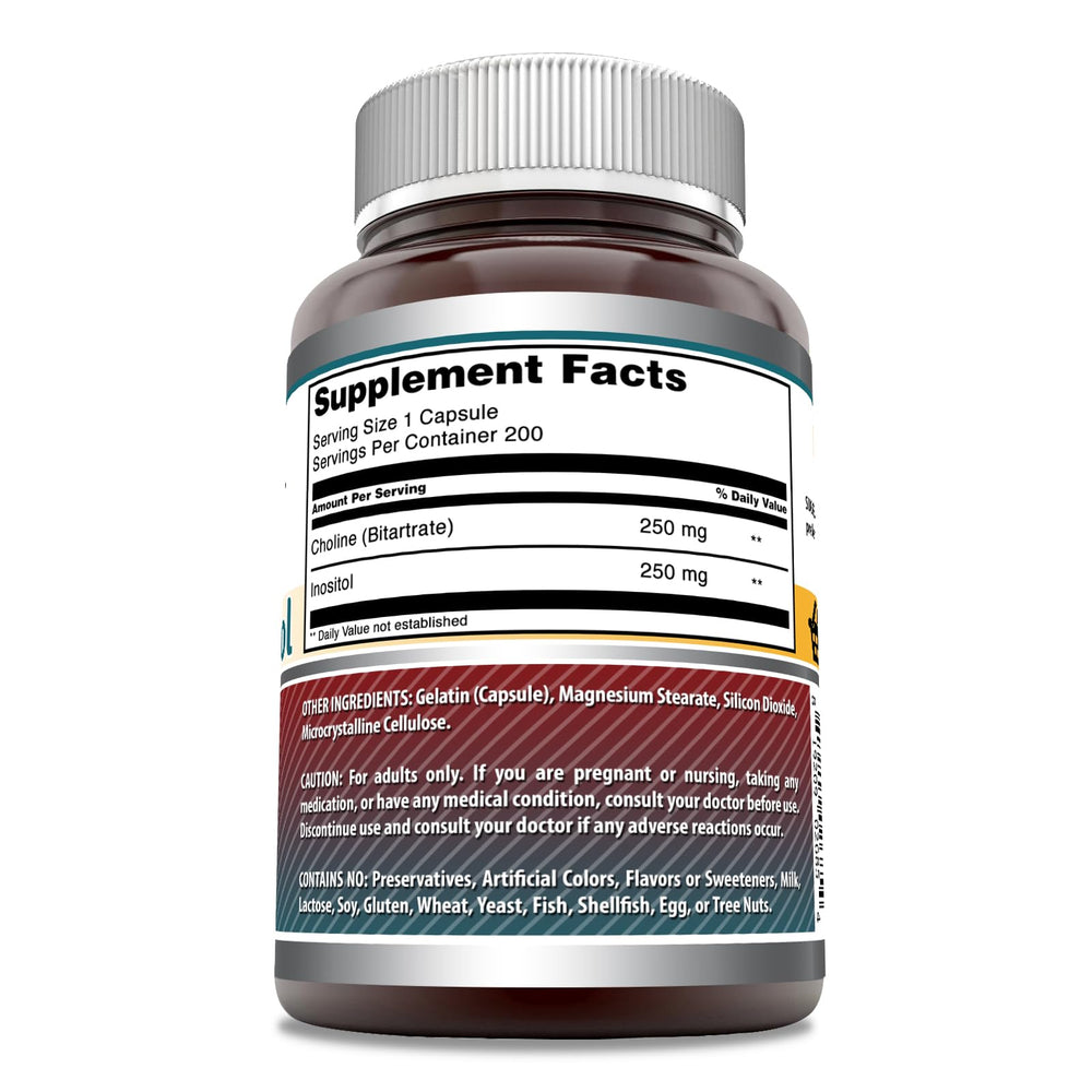 Choline (Bitartrate) and Inositol capsules