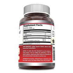 Back label with nutrition facts on CLA softgels bottle