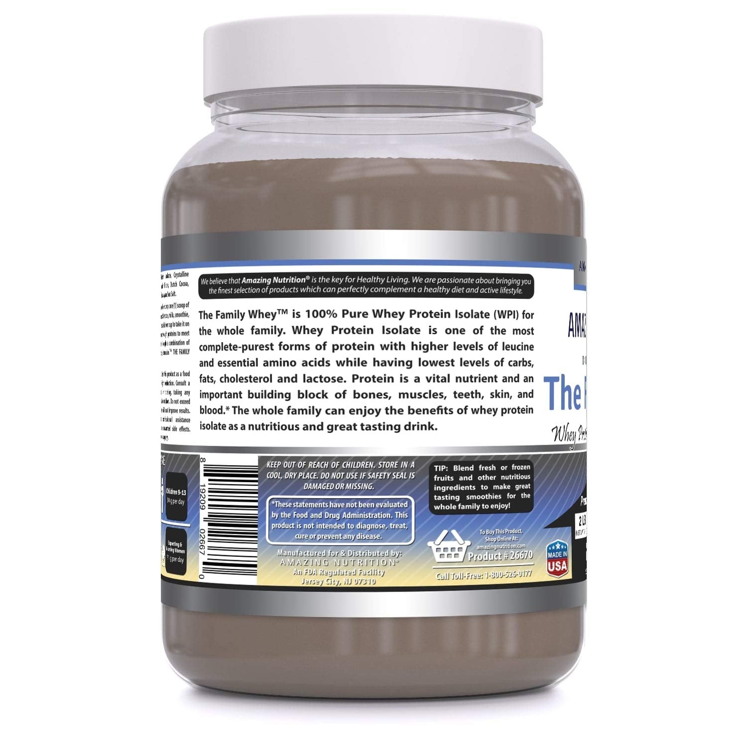 Packaging of Amazing Formulas The Family Whey Protein Isolate - 2 lb, gluten-free, Cookie & Cream