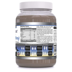 Scoop with powder and label of Amazing Formulas The Family Whey Protein Isolate