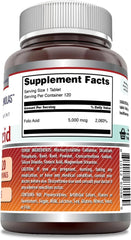 Close-up of Amazing Formulas Folic Acid 5000 mcg label