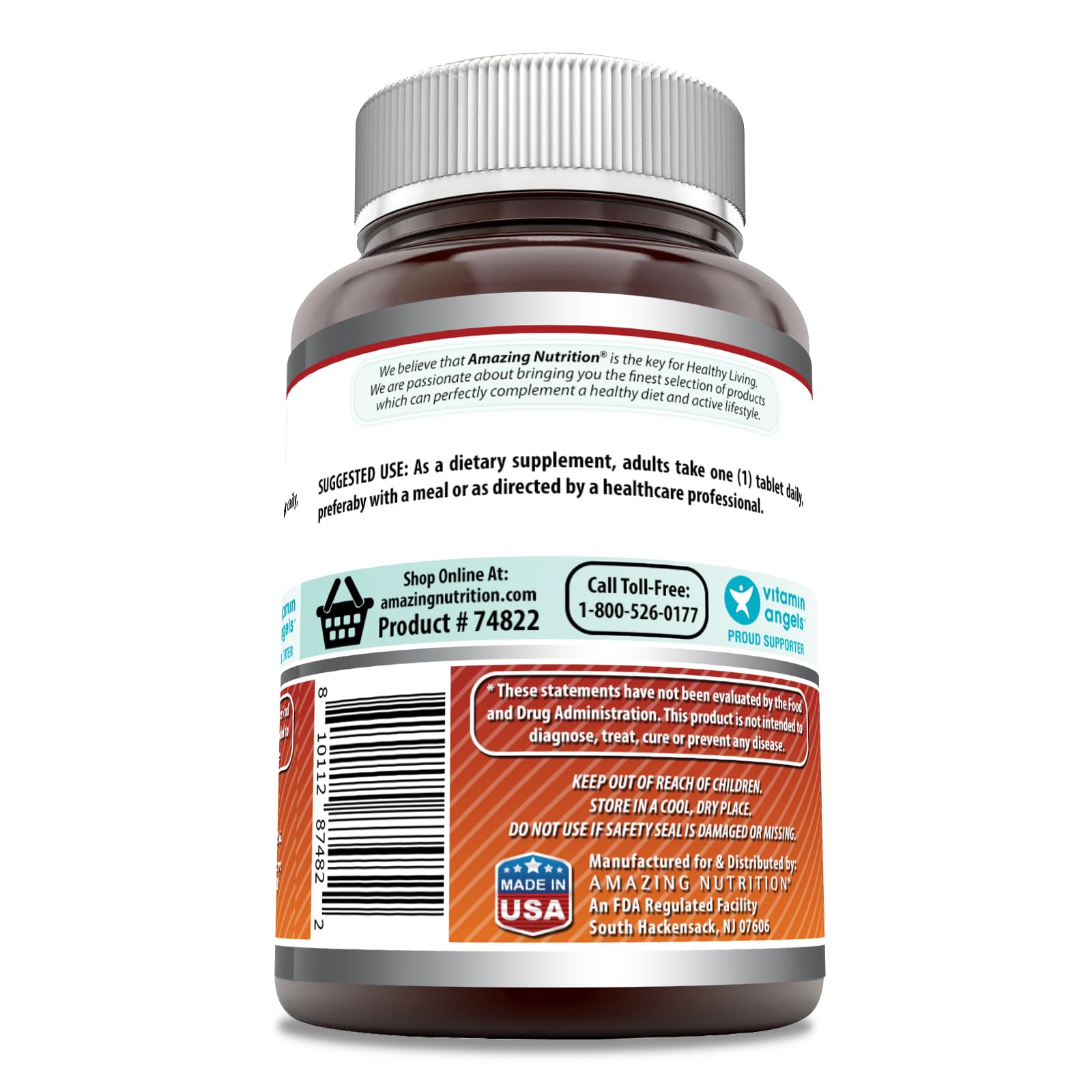 Non-GMO, third-party tested folic acid 1000 mcg tablet label