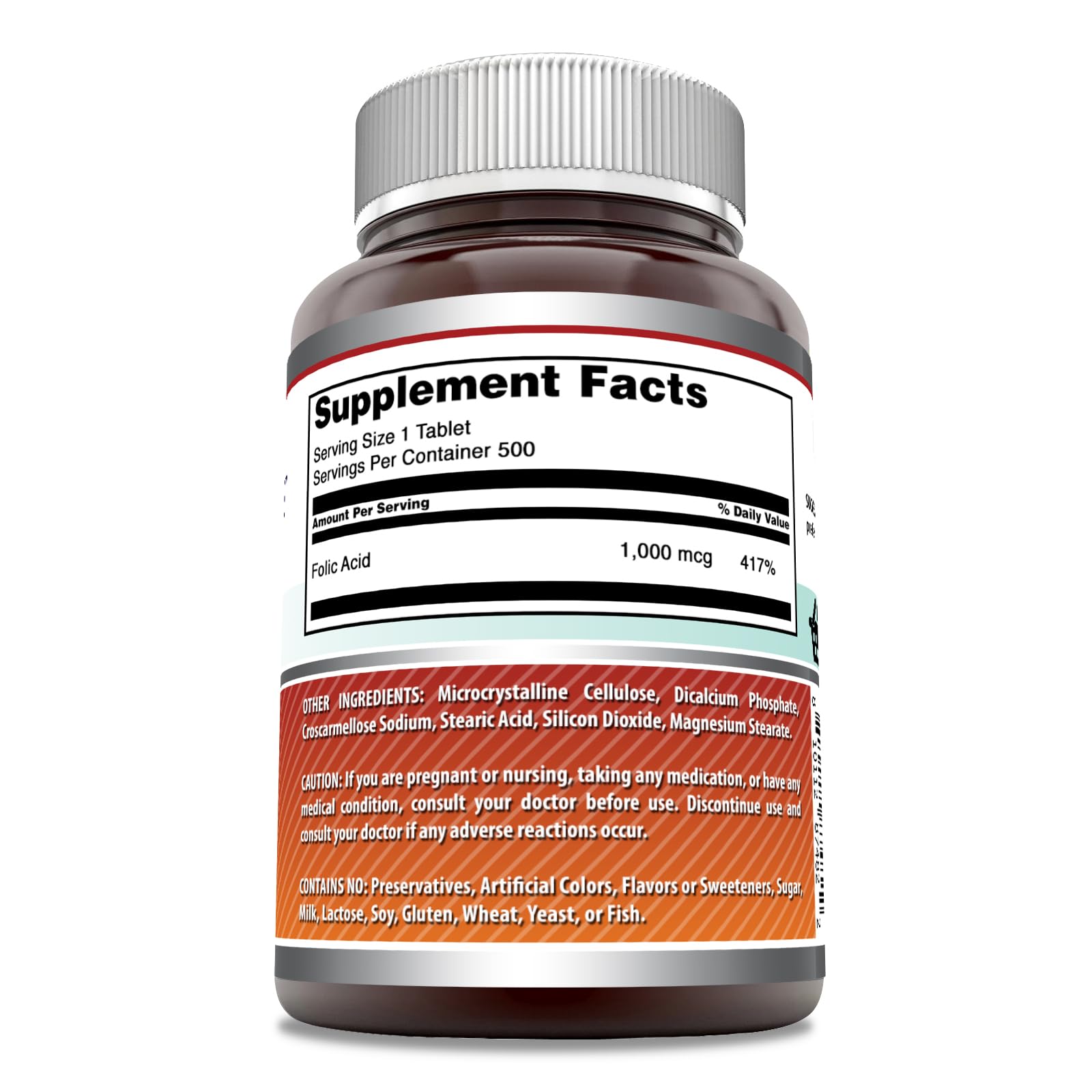 Amazing Formulas folic acid 1000 mcg tablets made in USA, gluten free