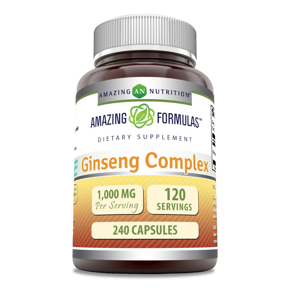Bottle label of Amazing Formulas Ginseng Complex showing 1000 mg per serving