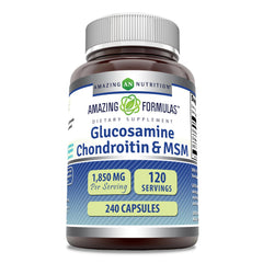 Bottle of Amazing Formulas Glucosamine Chondroitin & MSM supplement with 1850 mg per serving