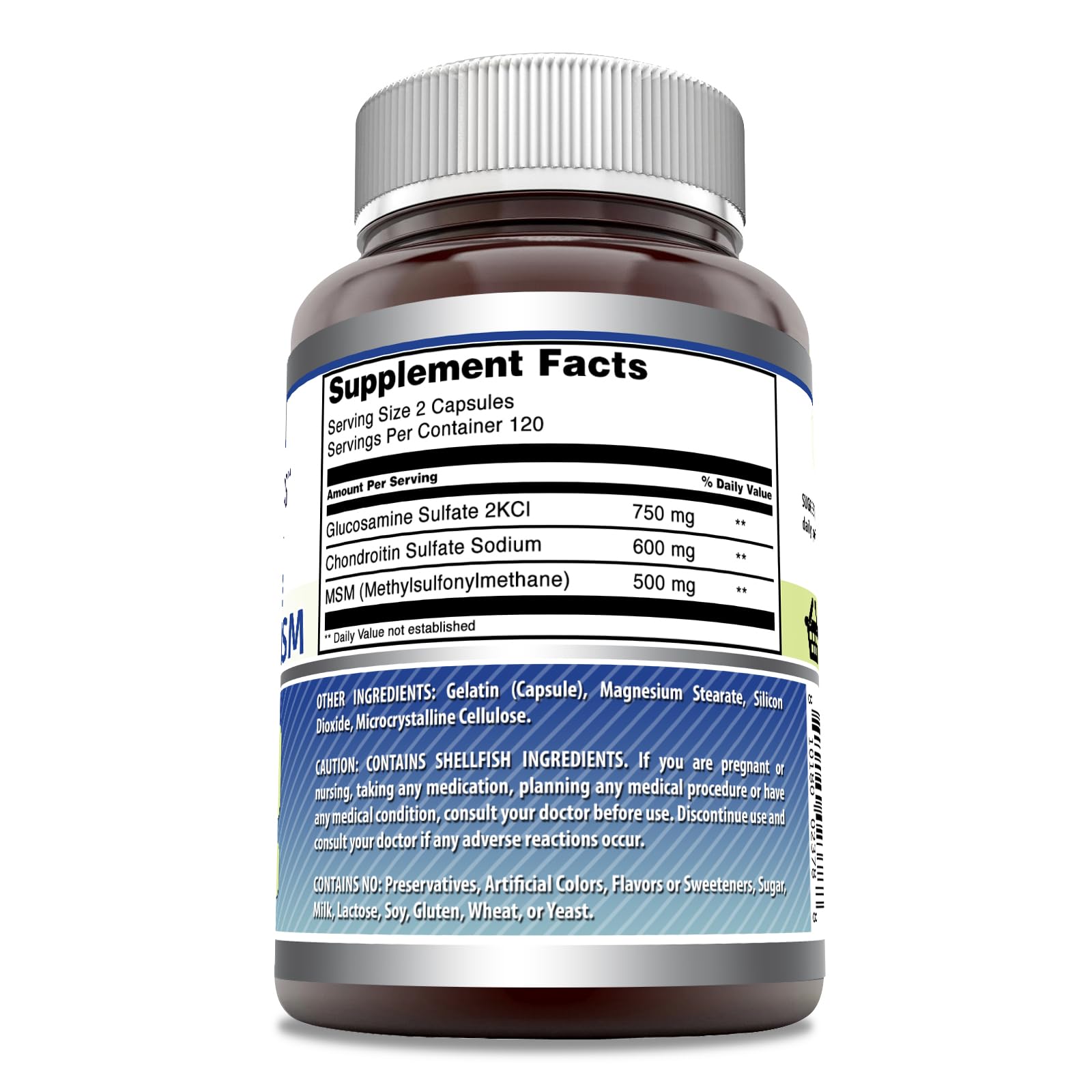 Close-up of supplement bottle label showing Non-GMO and Gluten-Free