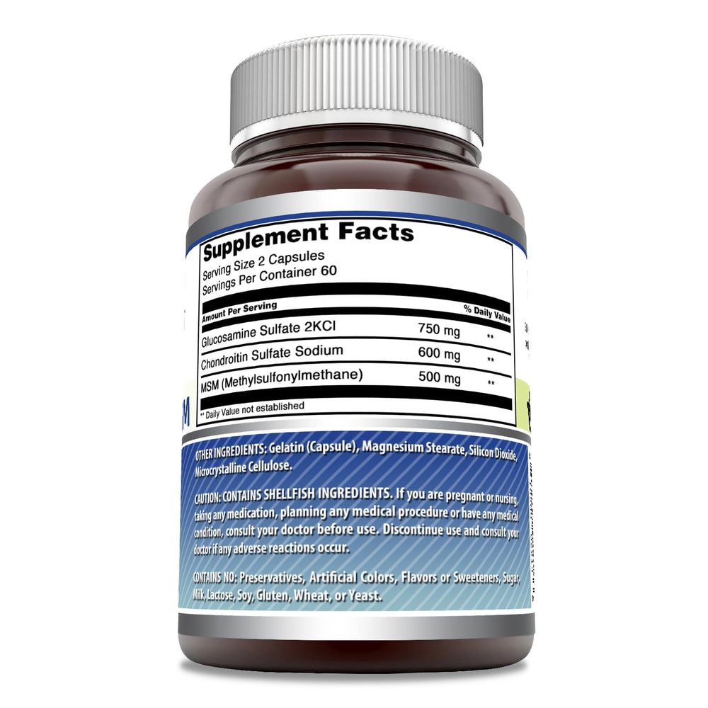 Two capsules per serving of Glucosamine Chondroitin MSM 1850 mg