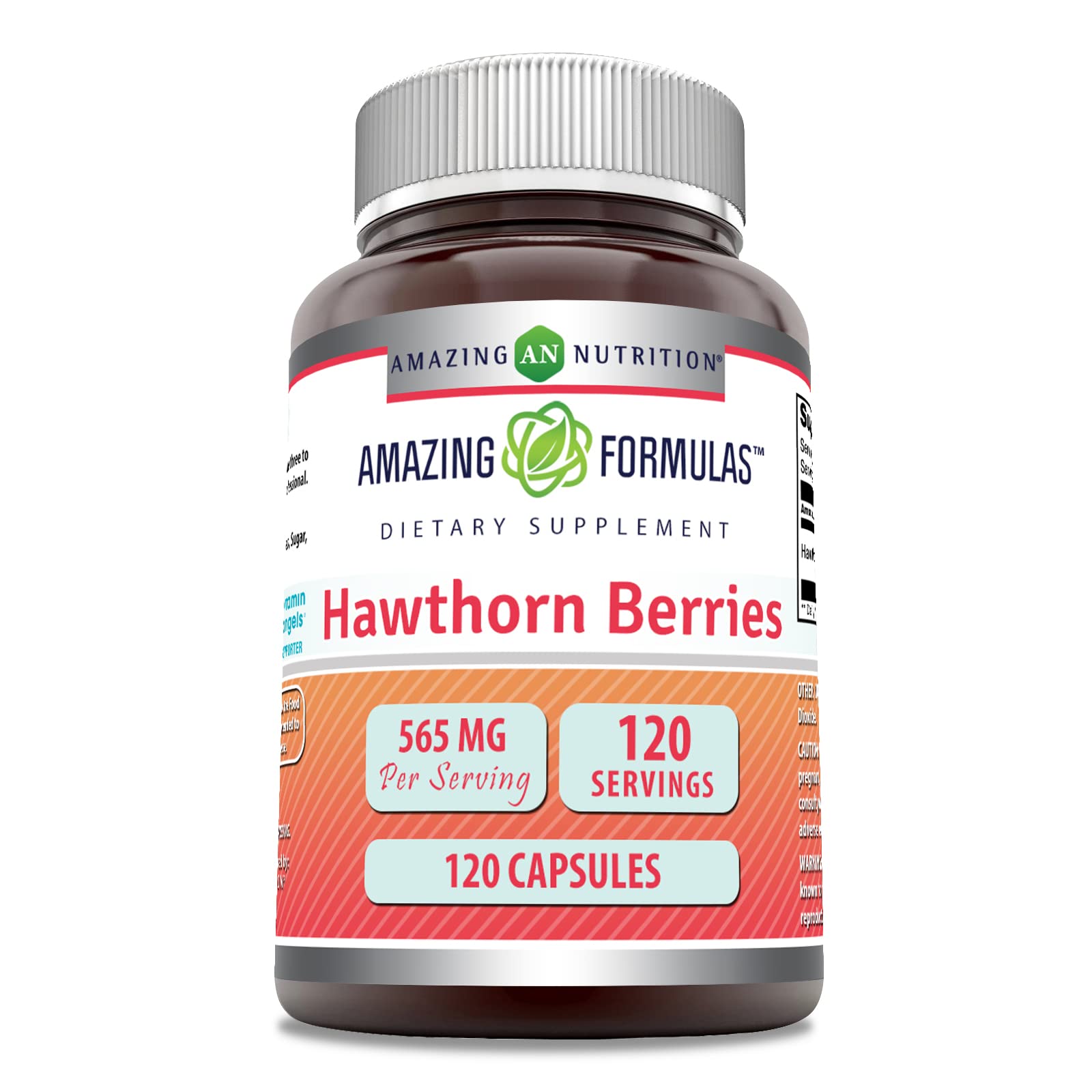 Front view of Amazing Formulas Hawthorn Berries supplement bottle