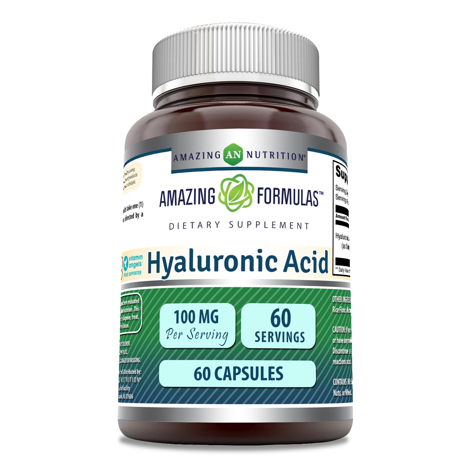 Amazing Formulas Hyaluronic Acid 100 mg capsules bottle label