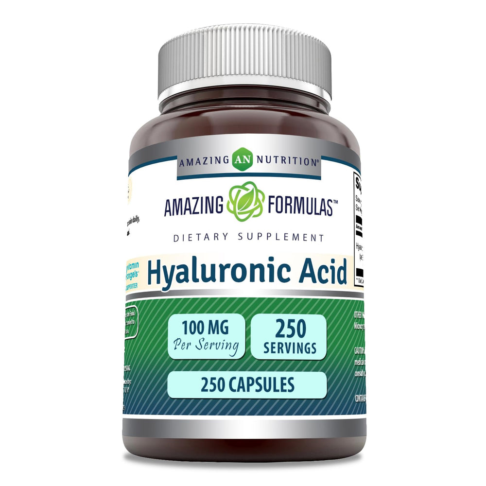 Bottle of Amazing Formulas Hyaluronic Acid 100mg 250 Capsules