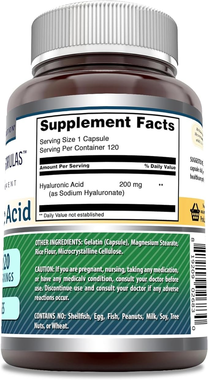 Close-up of Hyaluronic Acid 200 mg capsule