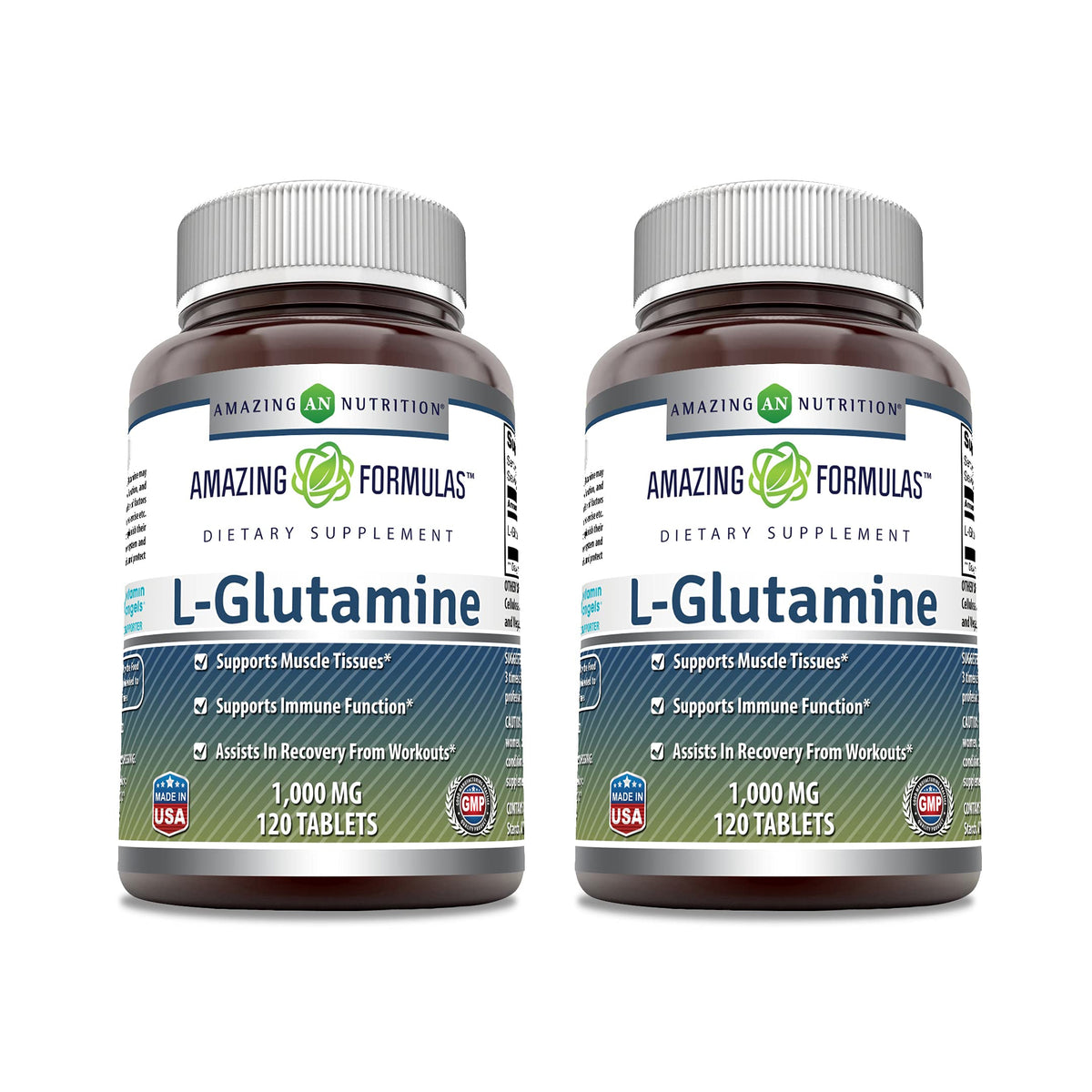 Amazing Formulas L-Glutamine 1000 mg Tablets – 2 Pack, 120 Count