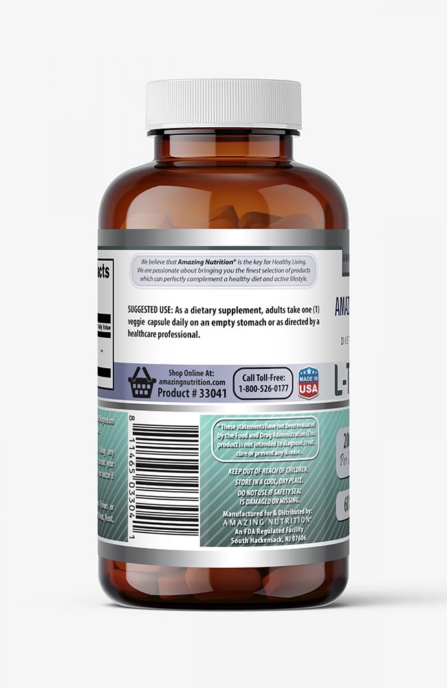 Vegetarian capsule of Amazing Formulas L-Theanine 200 mg