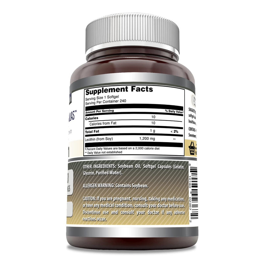 Bottled Lecithin 1200 mg softgels with 240 servings display
