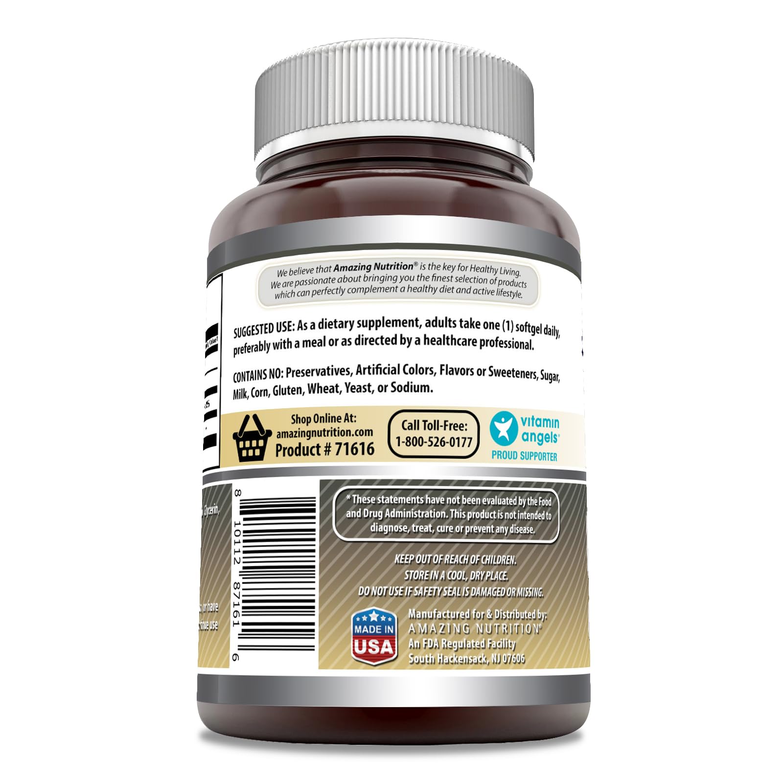 Front view of Amazing Formulas Lecithin 1200 mg Softgels bottle