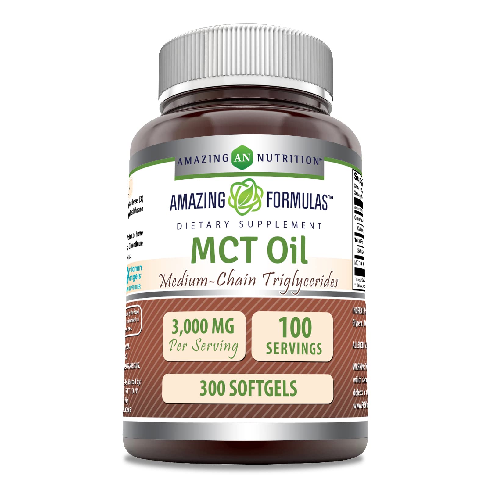 Front view of Amazing Formulas MCT Oil Softgels bottle