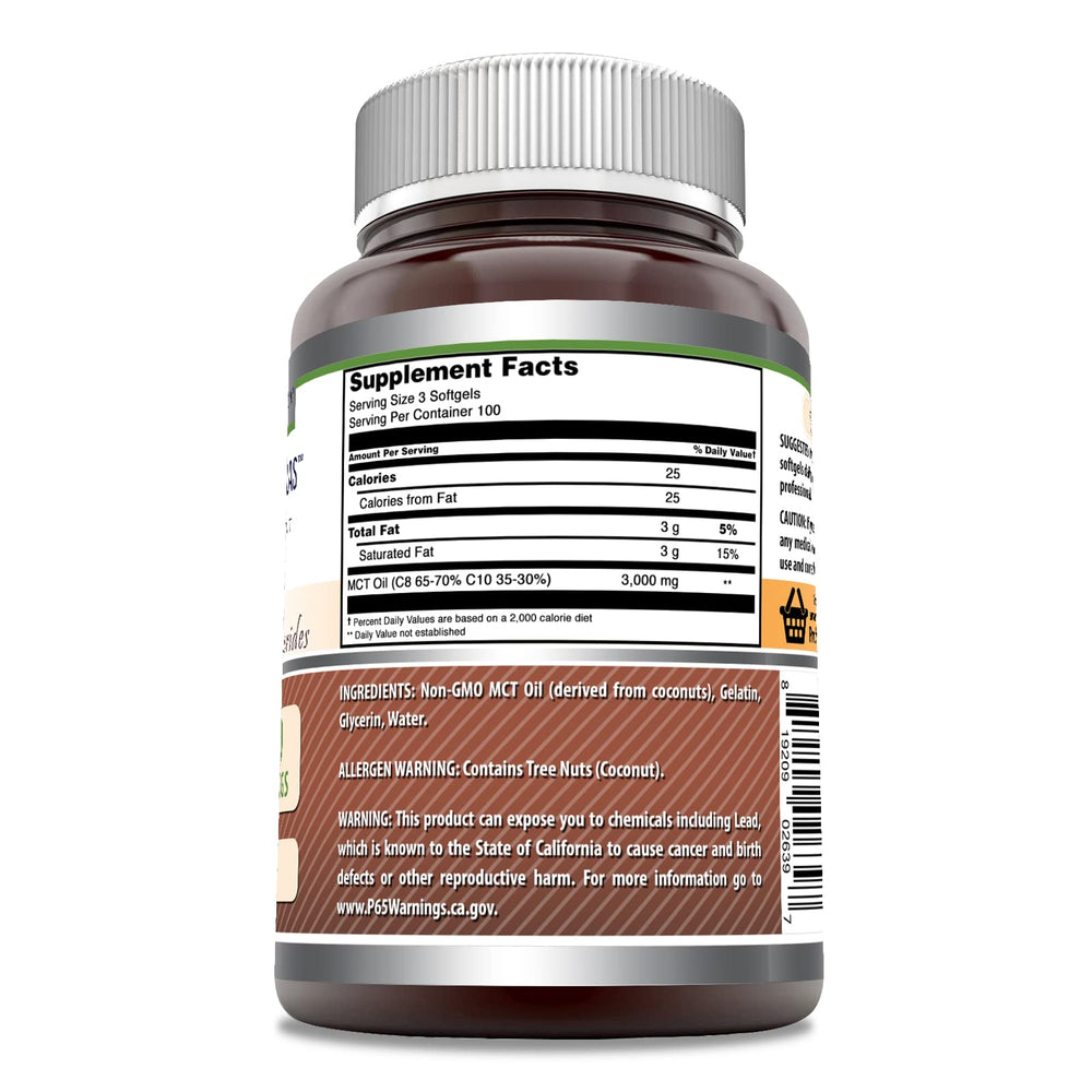 Close-up of MCT Oil Softgels capsules