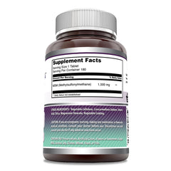 Rear label showing ingredients and supplement facts