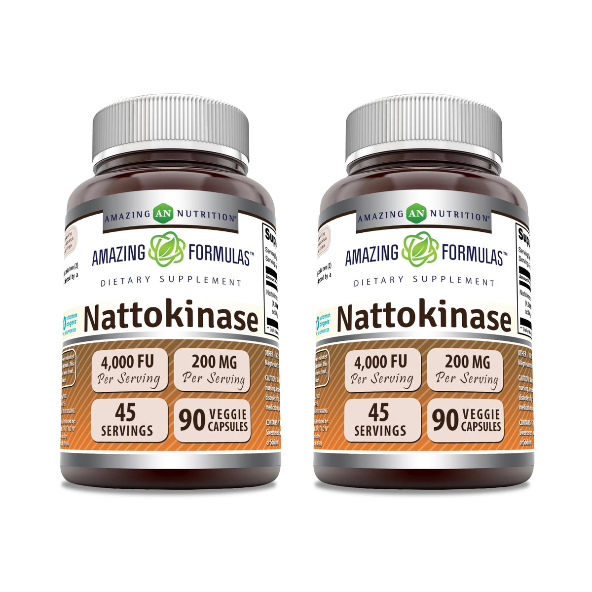 Amazing Formulas Nattokinase 100 mg Veggie Capsules bottle, 90 count, 2-pack