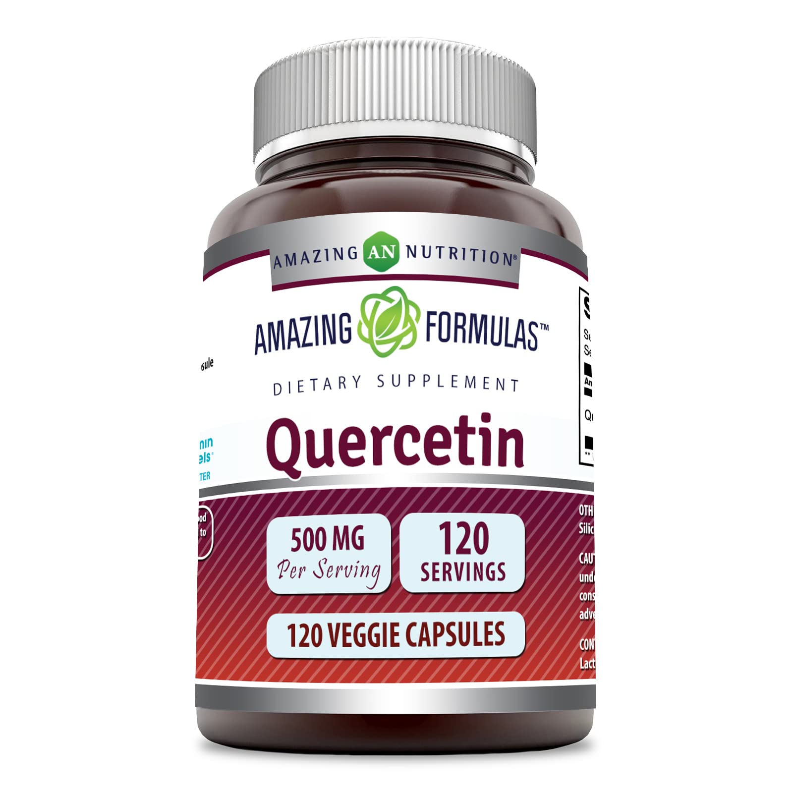 Amazing Formulas Quercetin 500mg bottle with 120 veggie capsules