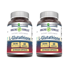 Bottle of Amazing Formulas Reduced L-Glutathione Supplement, 500 mg per serving, 60 veggie capsules