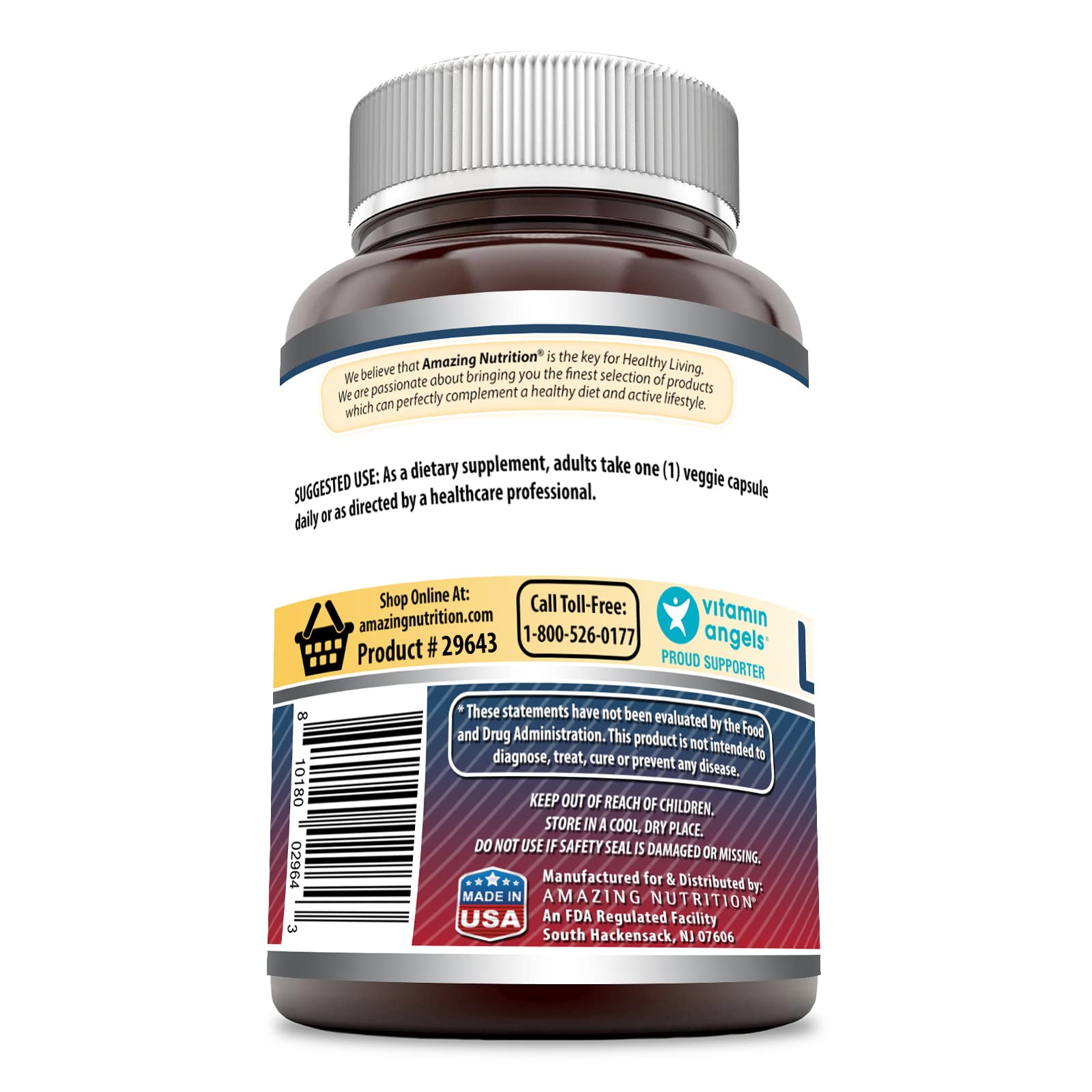Close-up of 60 veggie capsules alongside the bottle