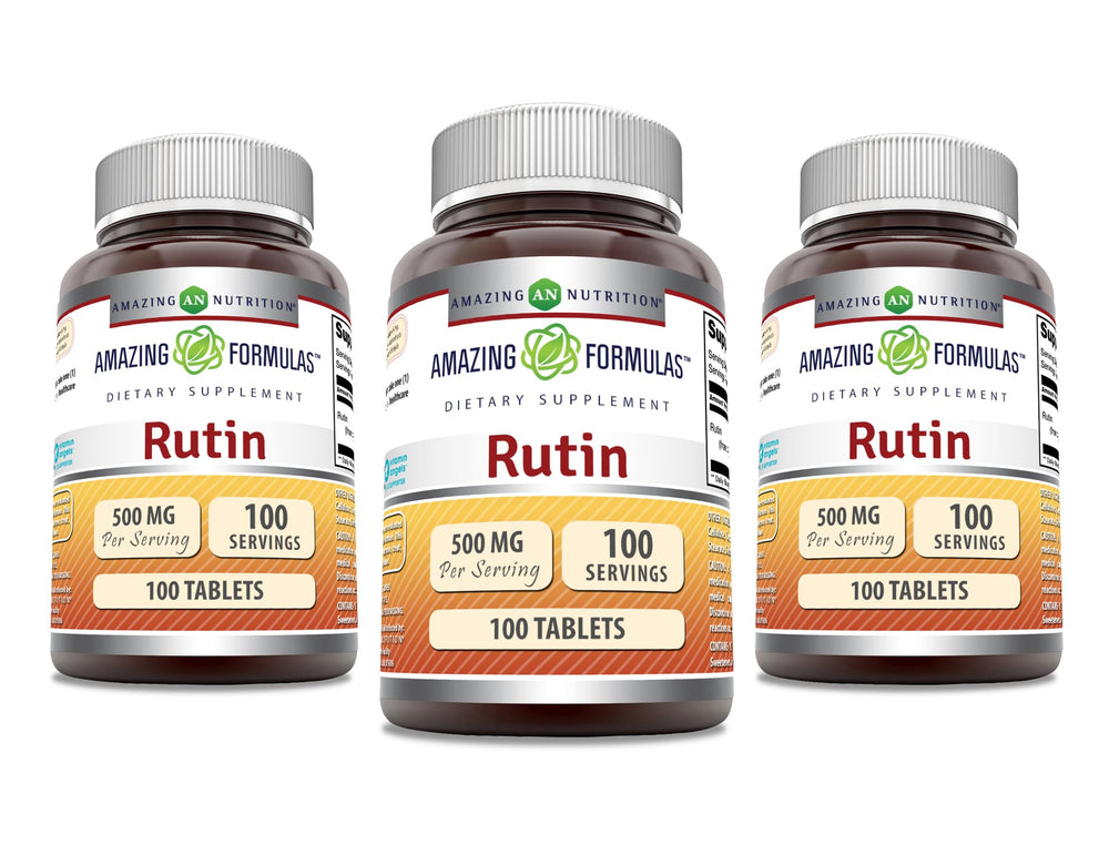 Amazing Formulas Rutin Supplement bottle with 500mg per serving, 3-pack 100 count
