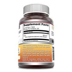 Close-up of Rutin supplement bottle label showing 500mg and 1 tablet per serving