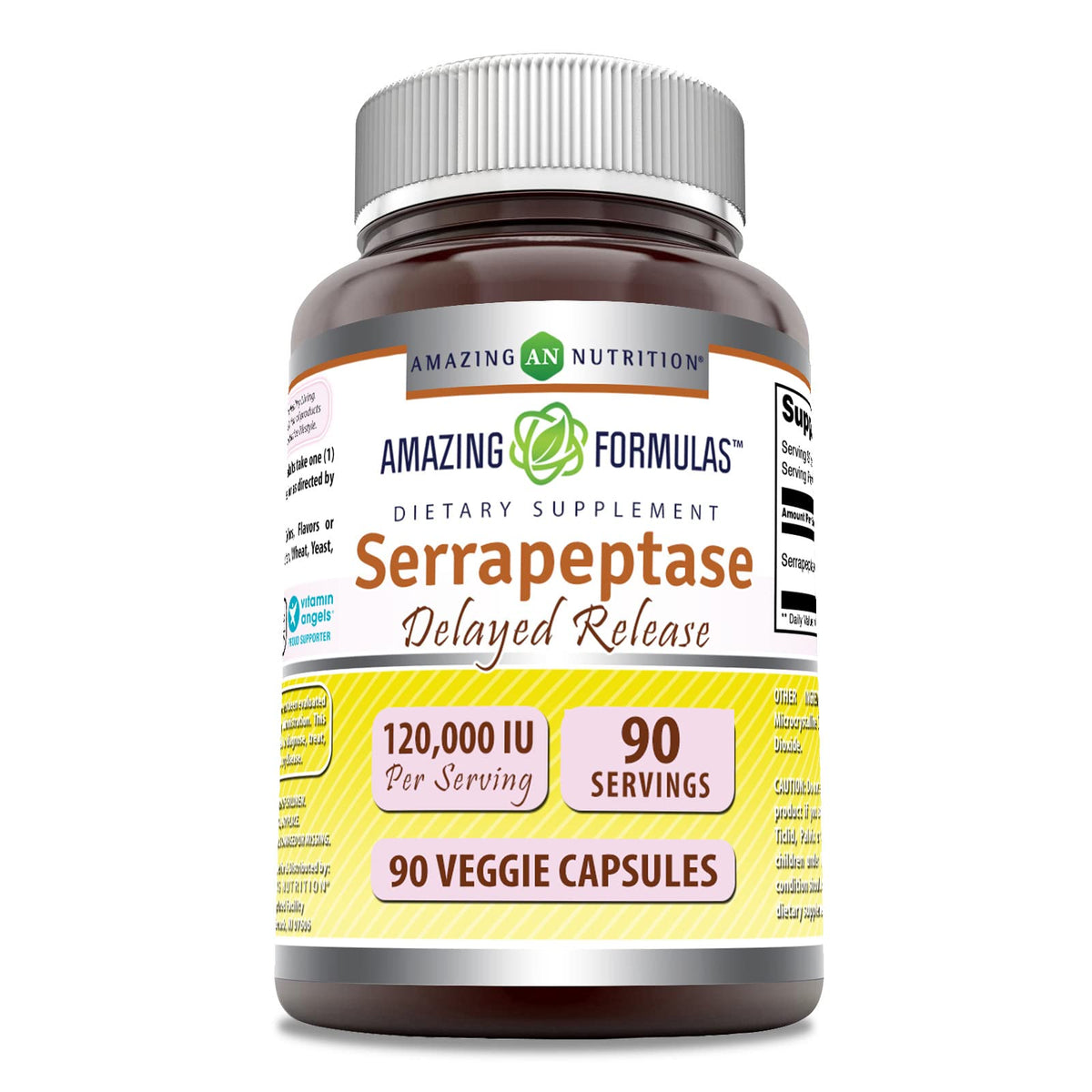 Amazing Formulas Serrapeptase 120000 IU Veggie Capsules - 90 Count