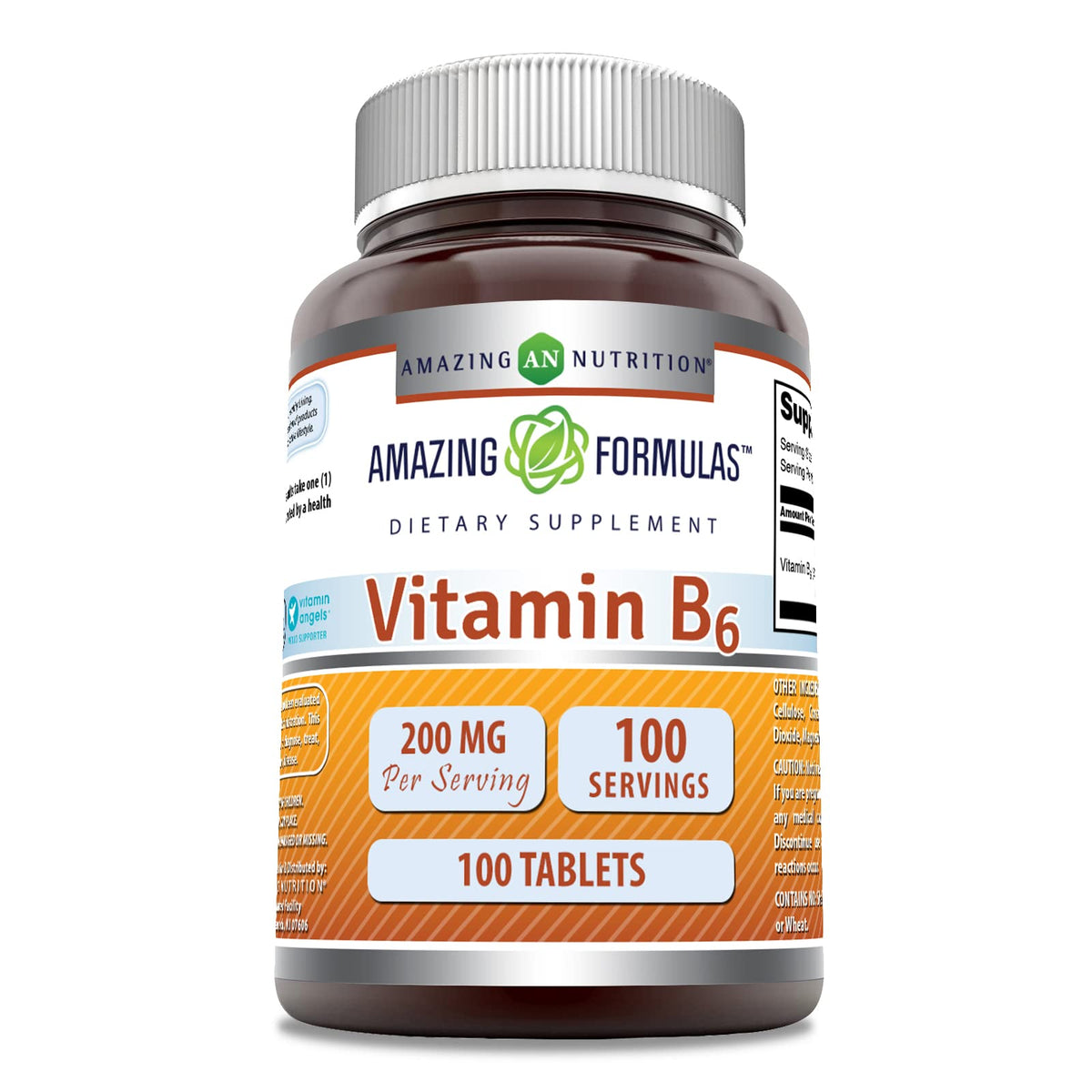 Amazing Formulas Vitamin B6 200mg 100-Tablet bottle label