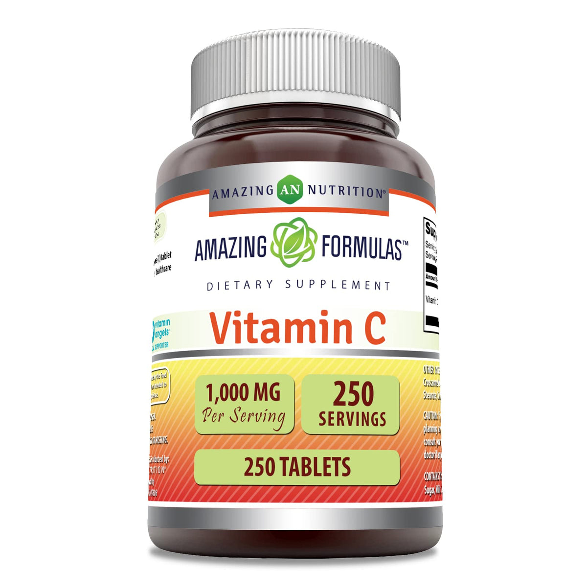 Bottle label showing Amazing Formulas Vitamin C 1000 mg - 250 count