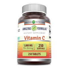 Bottle label showing Amazing Formulas Vitamin C 1000 mg - 250 count