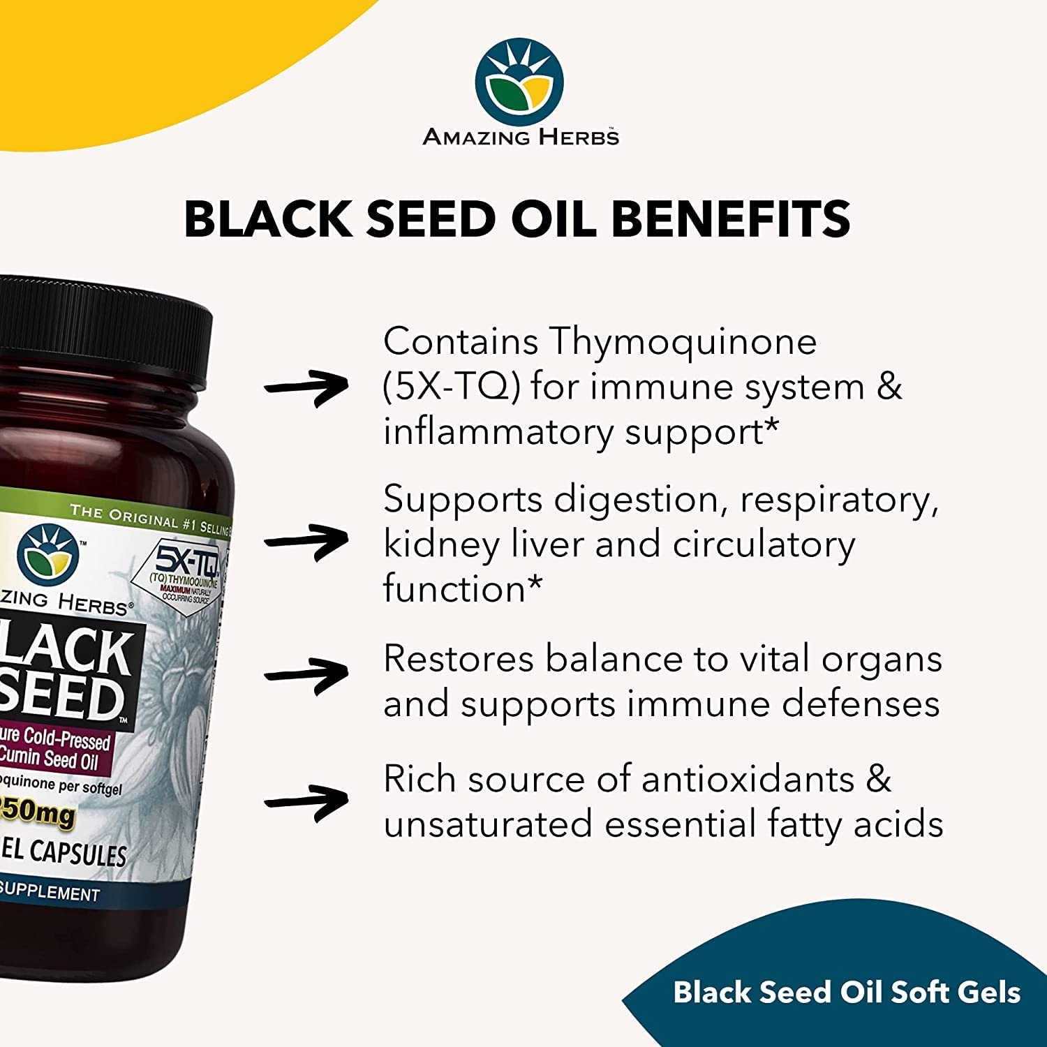 Three-pack of Amazing Herbs Black Seed Oil capsules