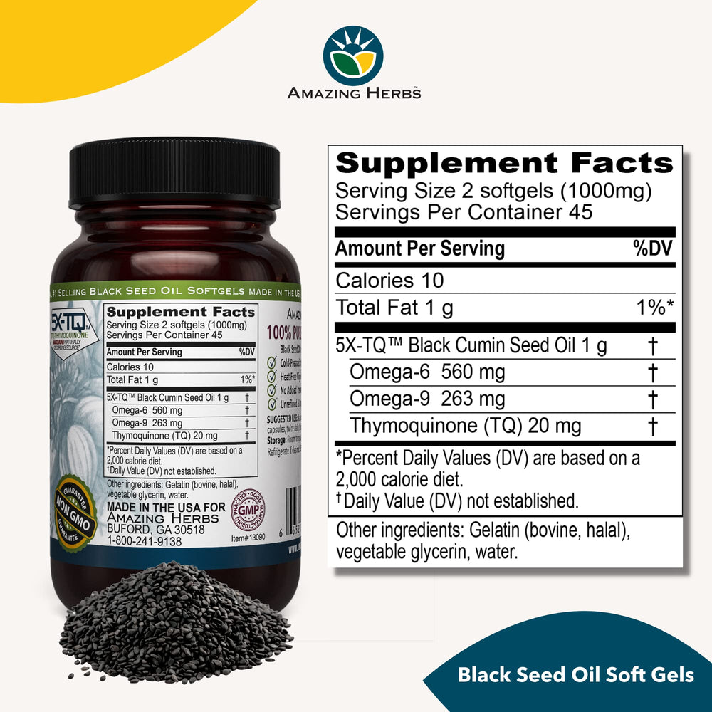 Cold-pressed Black Seed Oil Capsules product close-up