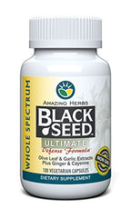 Bottle of Black Seed Ultimate capsules showing gluten-free and non-GMO status