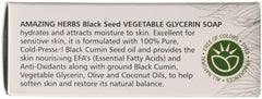 Packaging label for Amazing Herbs Black Seed Vegetable Glycerin Soap