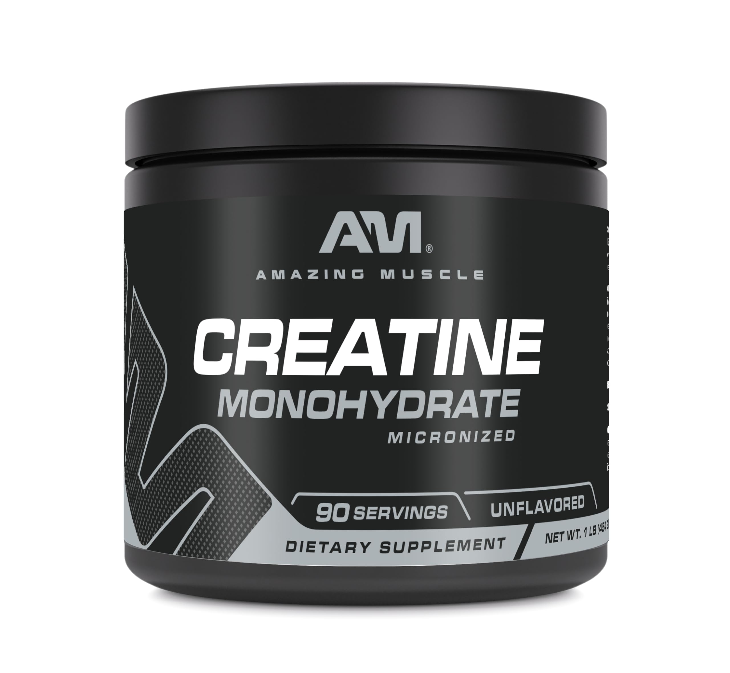 Amazing Muscle Micronized Creatine Monohydrate – 90 Servings, unflavored container