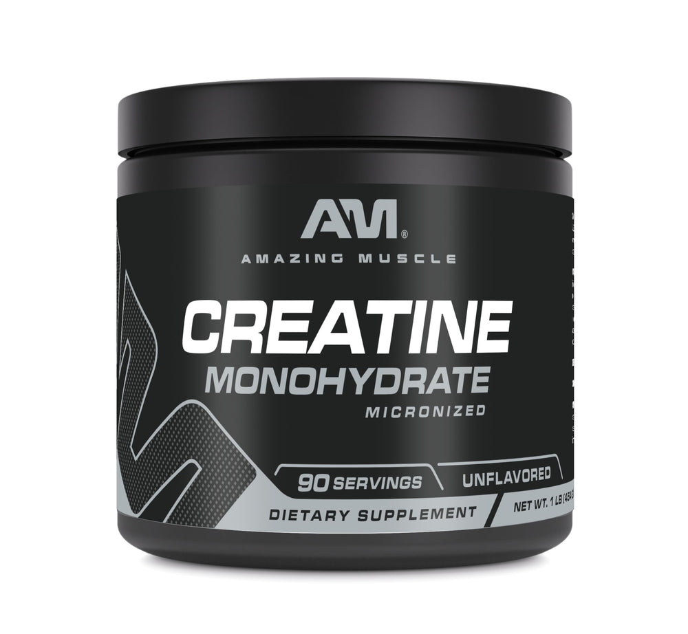 Amazing Muscle Micronized Creatine Monohydrate – 90 Servings, unflavored container
