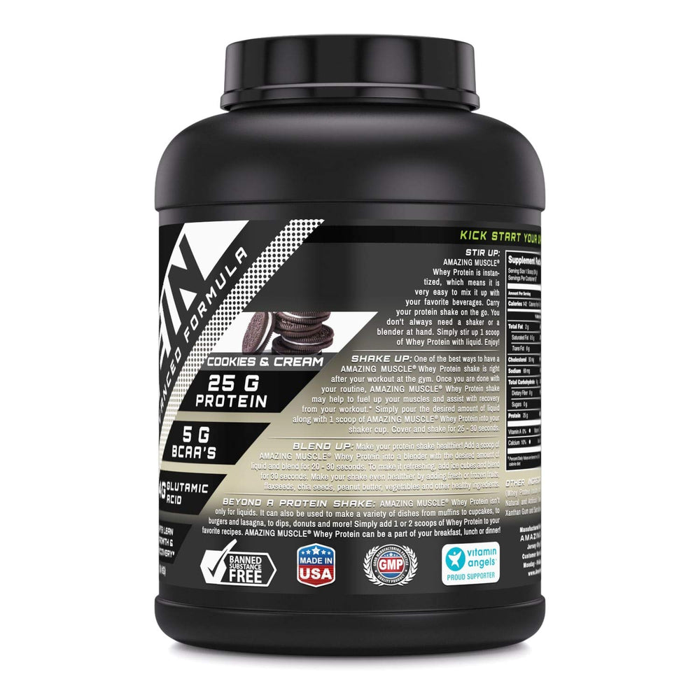 Amazing Nutrition Amazing Muscle whey protein scoop pouring after training