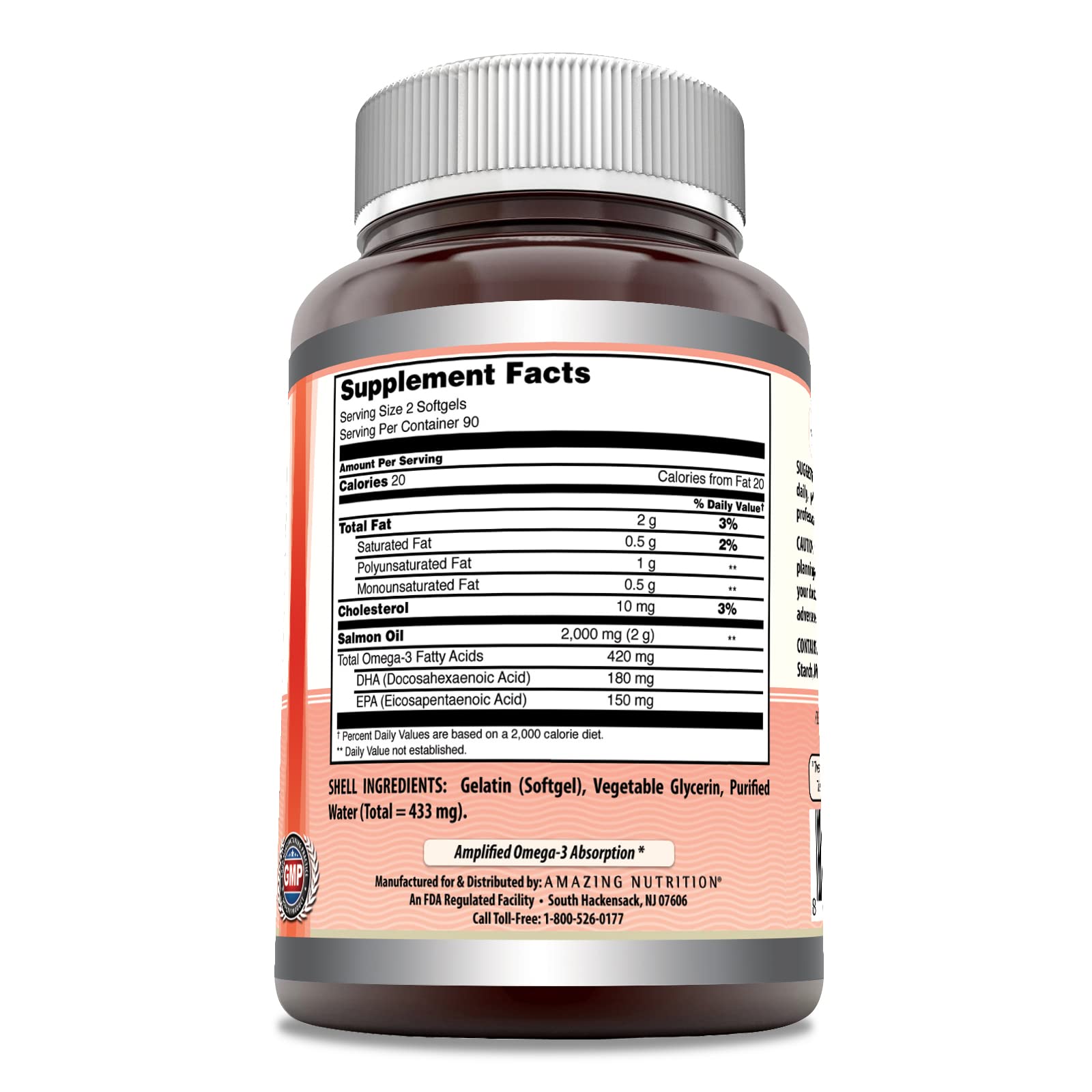 Supplement facts and ingredients for Amazing Omega Salmon Oil