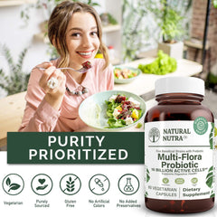 Amber glass bottle storage with BPA-free seal for probiotic supplement