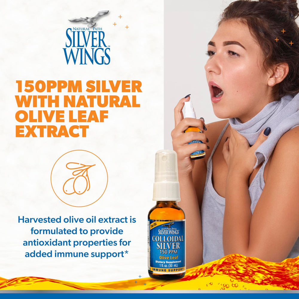 Amber glass bottle containing colloidal silver 150ppm 1oz spray